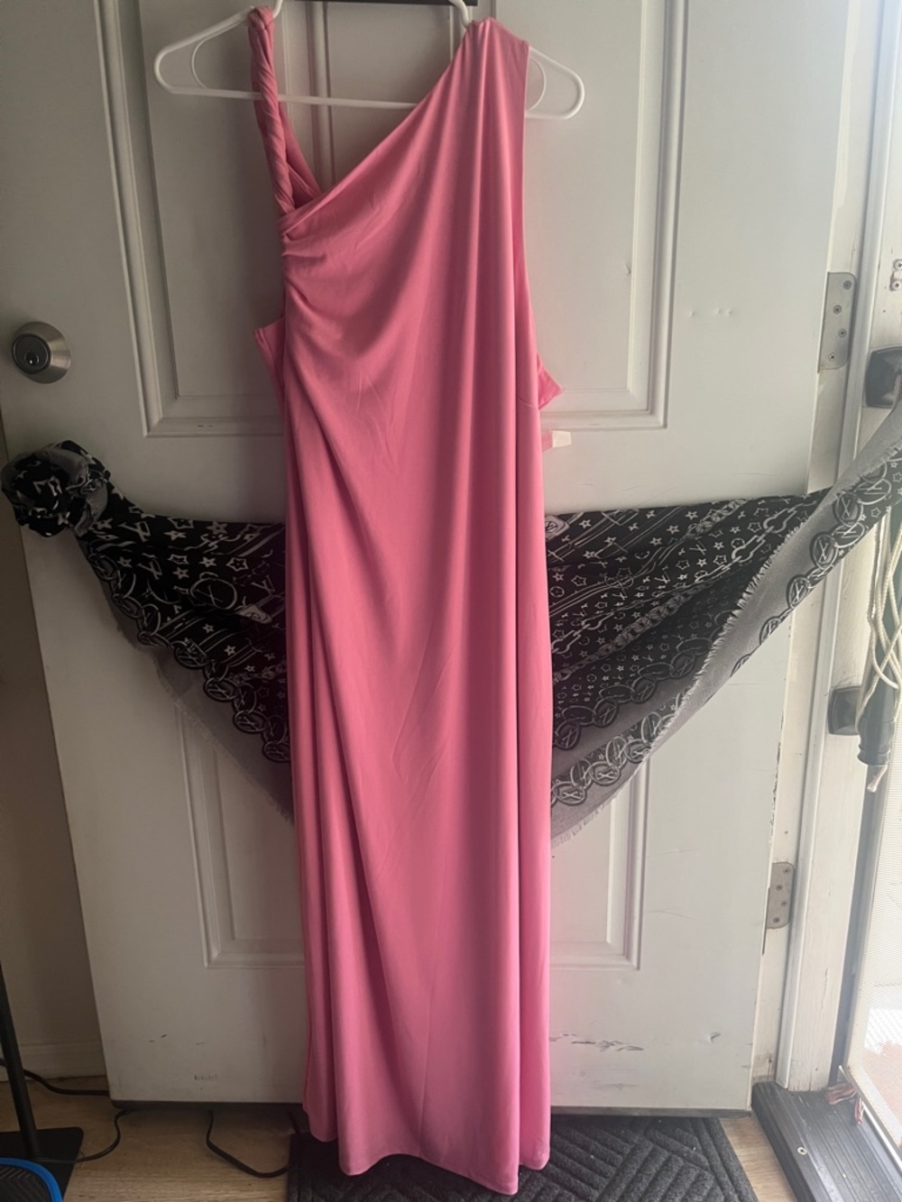 Eloquii assymetrical twisted shoulder double layered stretch Maxi goddess dress - Picture 5 of 10